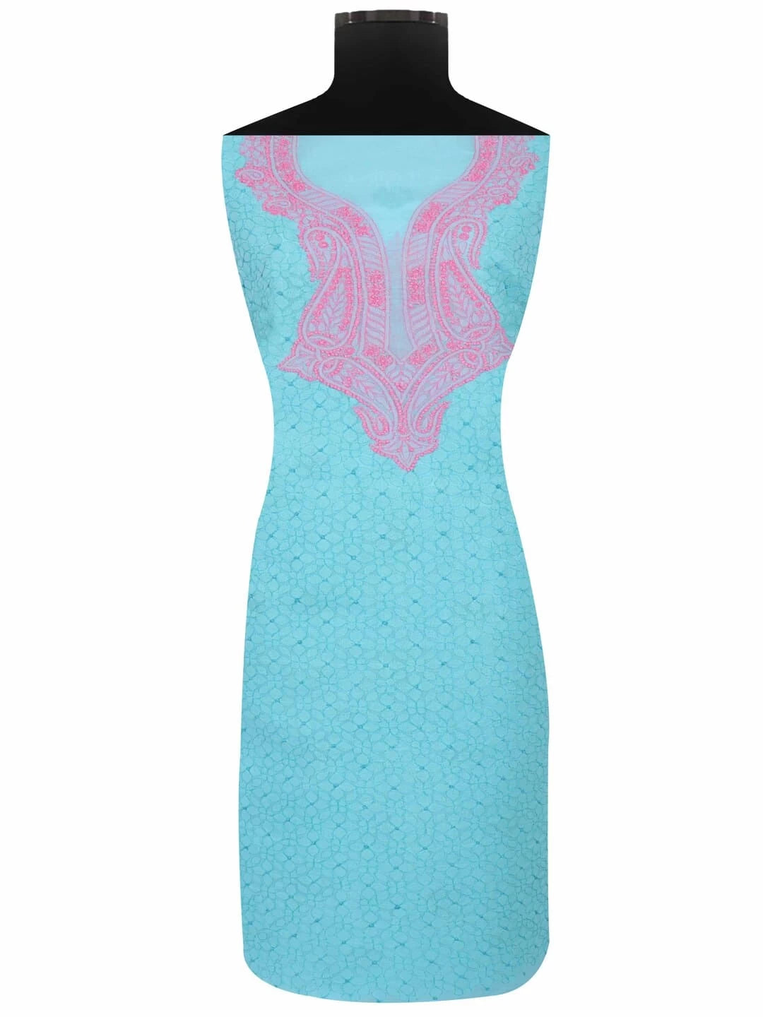 Ada Hand Embroidered Blue Cotton lucknowi Chikankari Unstitched Kurta Piece 01A179829