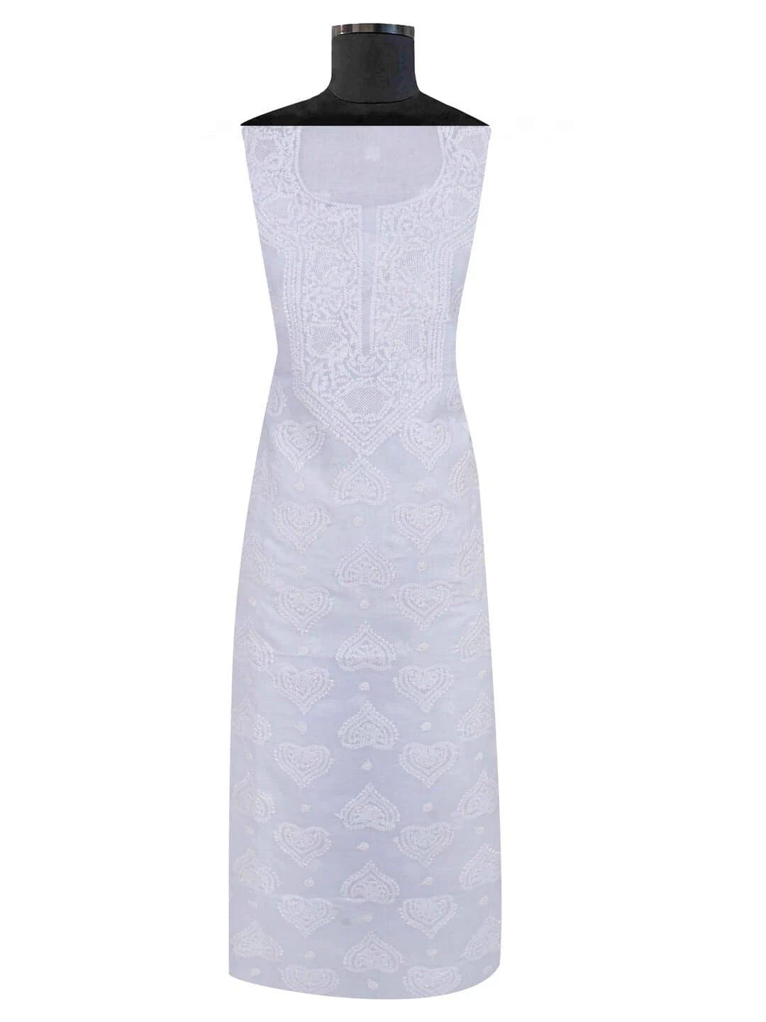 Ada Hand Embroidered White Cotton Lucknowi Chikankari Unstitched Kurta Piece 01A215050
