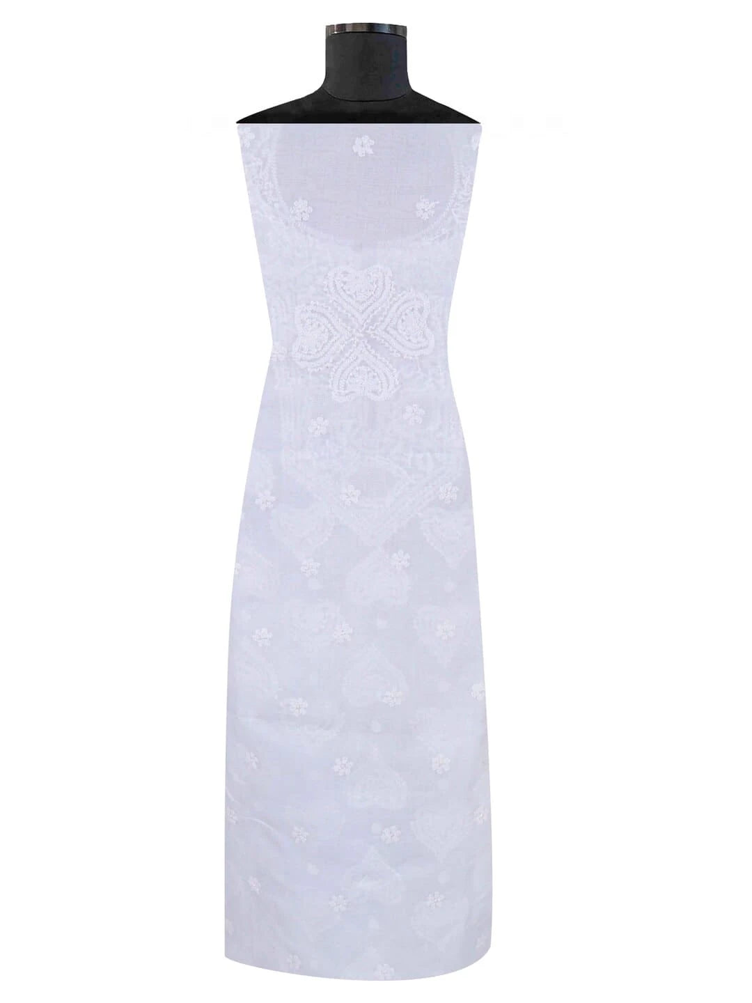 Ada Hand Embroidered White Cotton Lucknowi Chikankari Unstitched Kurta Piece 01A215050