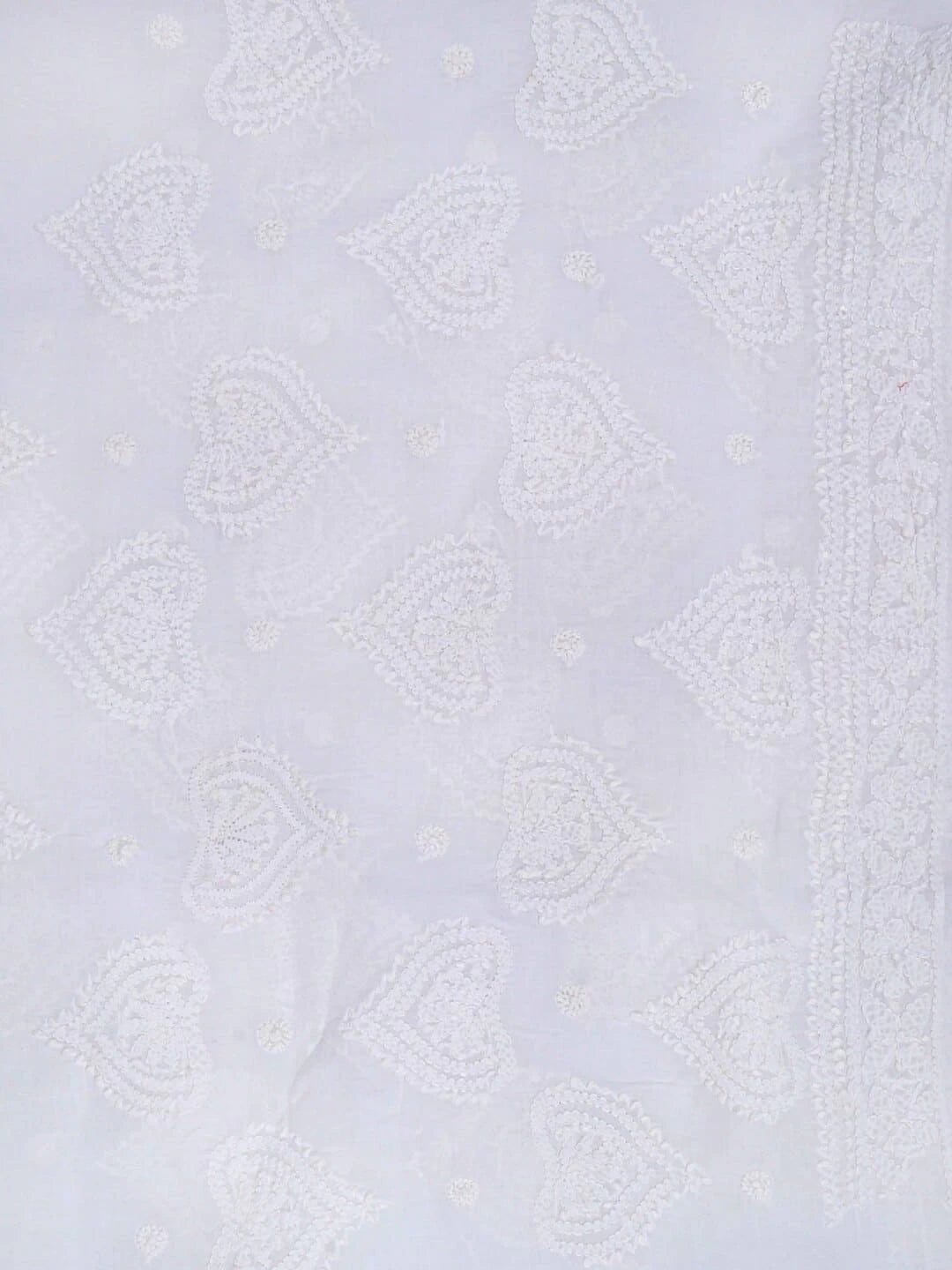 Ada Hand Embroidered White Cotton Lucknowi Chikankari Unstitched Kurta Piece 01A215050
