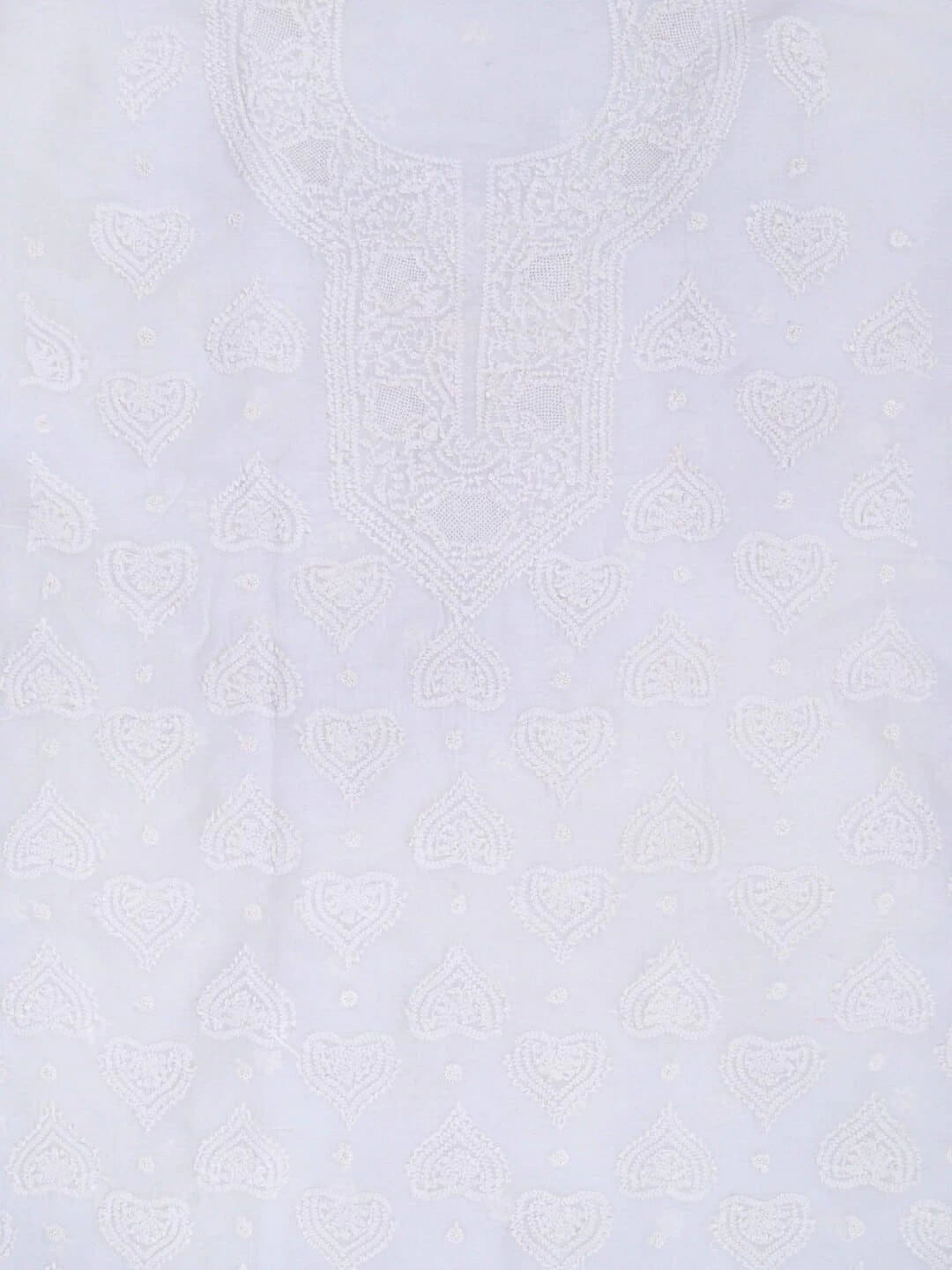 Ada Hand Embroidered White Cotton Lucknowi Chikankari Unstitched Kurta Piece 01A215050