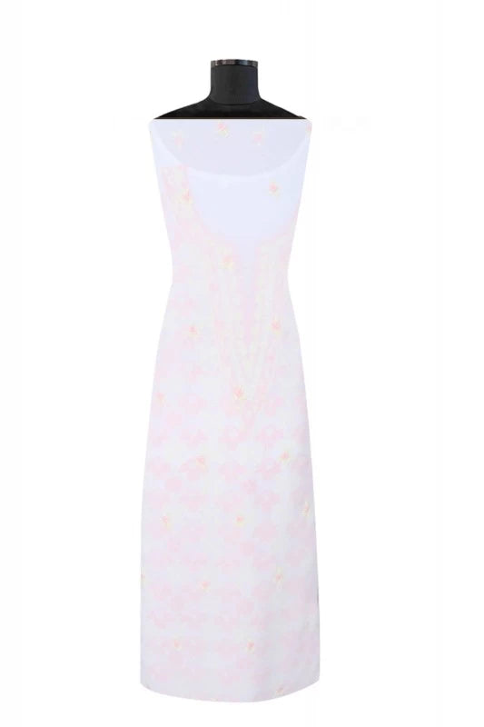Ada Hand Embroidered White Georgette Lucknowi Chikankari Unstitched Kurta Piece A326811