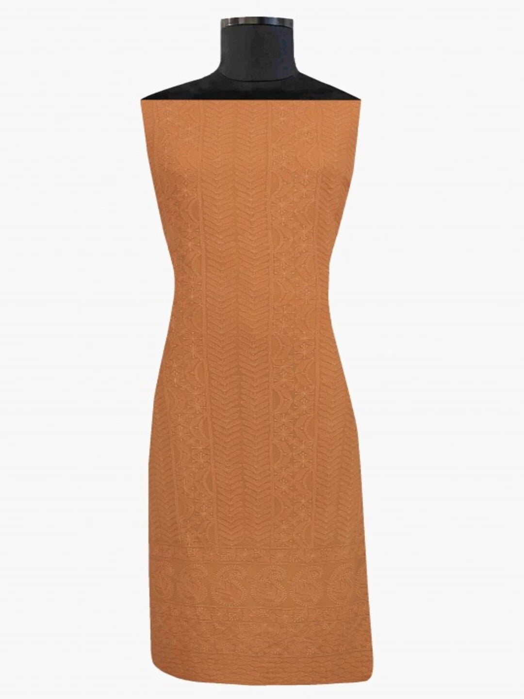 Ada Hand Embroidered Bronze Rust Georgette Lucknowi Chikankari Unstitched Kurta Piece A526858