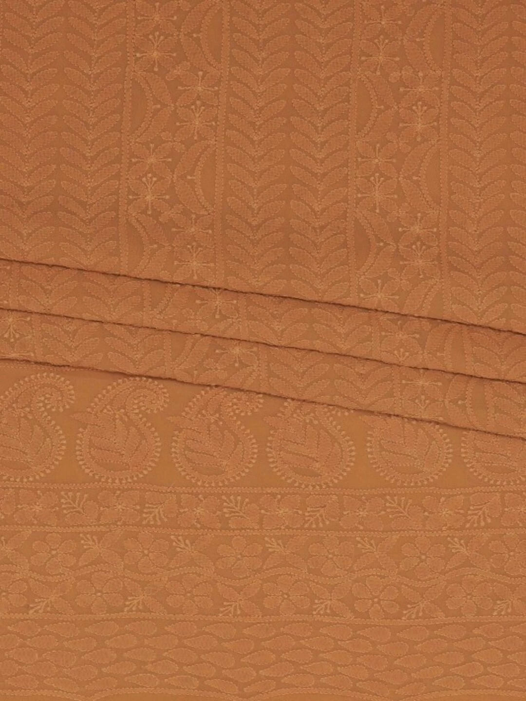 Ada Hand Embroidered Bronze Rust Georgette Lucknowi Chikankari Unstitched Kurta Piece A526858