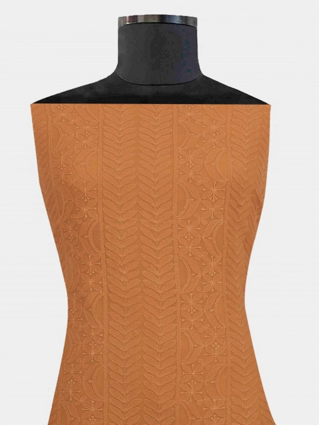 Ada Hand Embroidered Bronze Rust Georgette Lucknowi Chikankari Unstitched Kurta Piece A526858