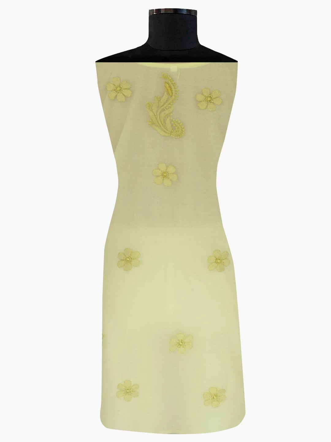 Ada Hand Embroidered Lemon Georgette Lucknowi Chikankari Unstitched Kurta Piece 01A109664