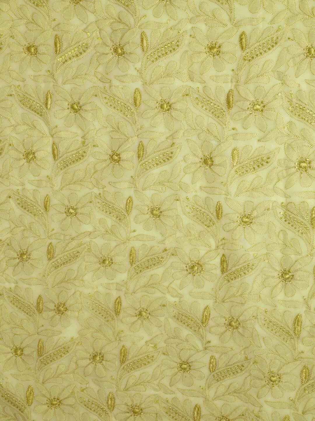 Ada Hand Embroidered Lemon Georgette Lucknowi Chikankari Unstitched Kurta Piece 01A109664