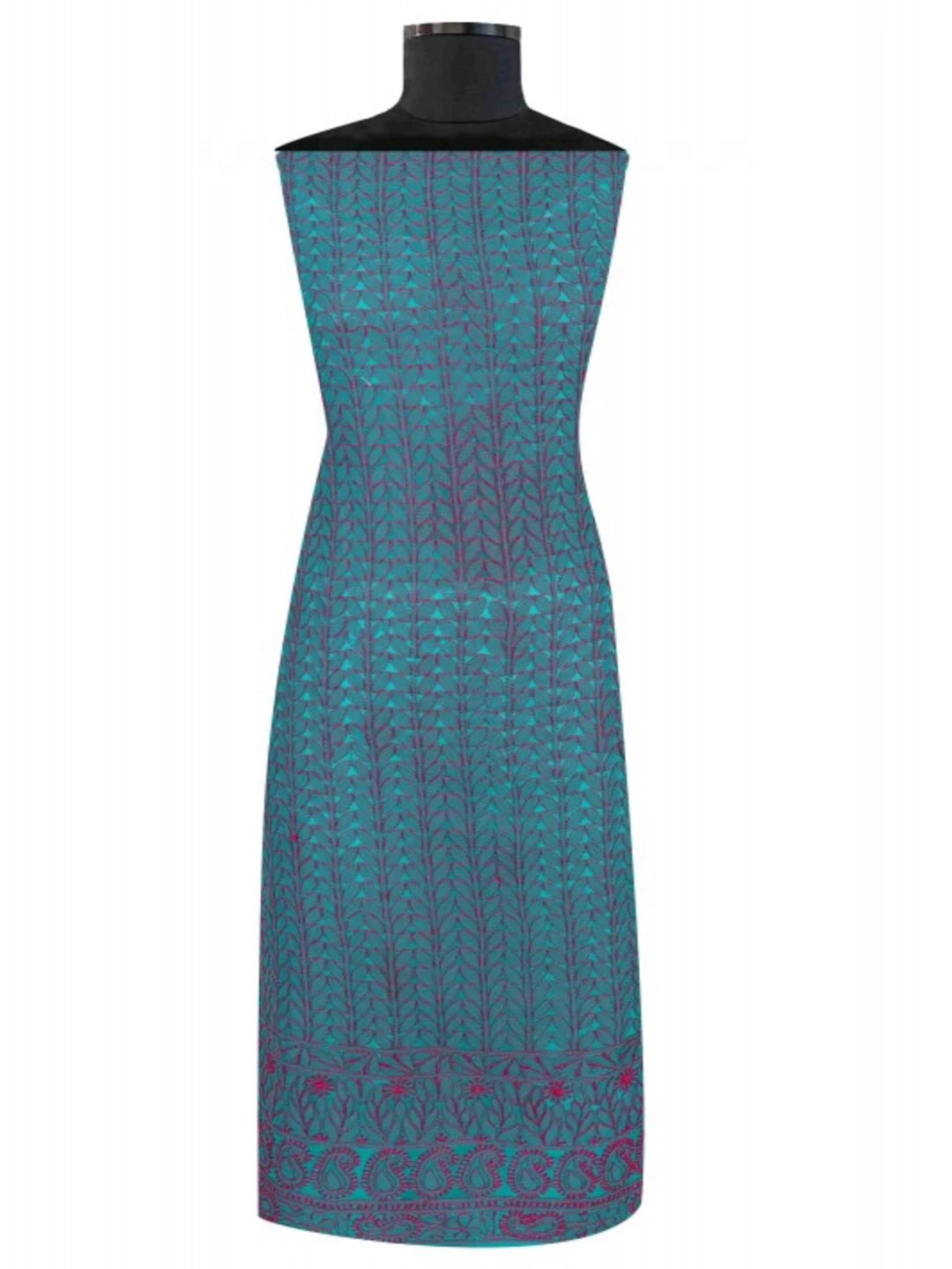Ada Hand Embroidered Sea Green Georgette Lucknowi Chikankari Unstitched Kurta Piece 01A149194