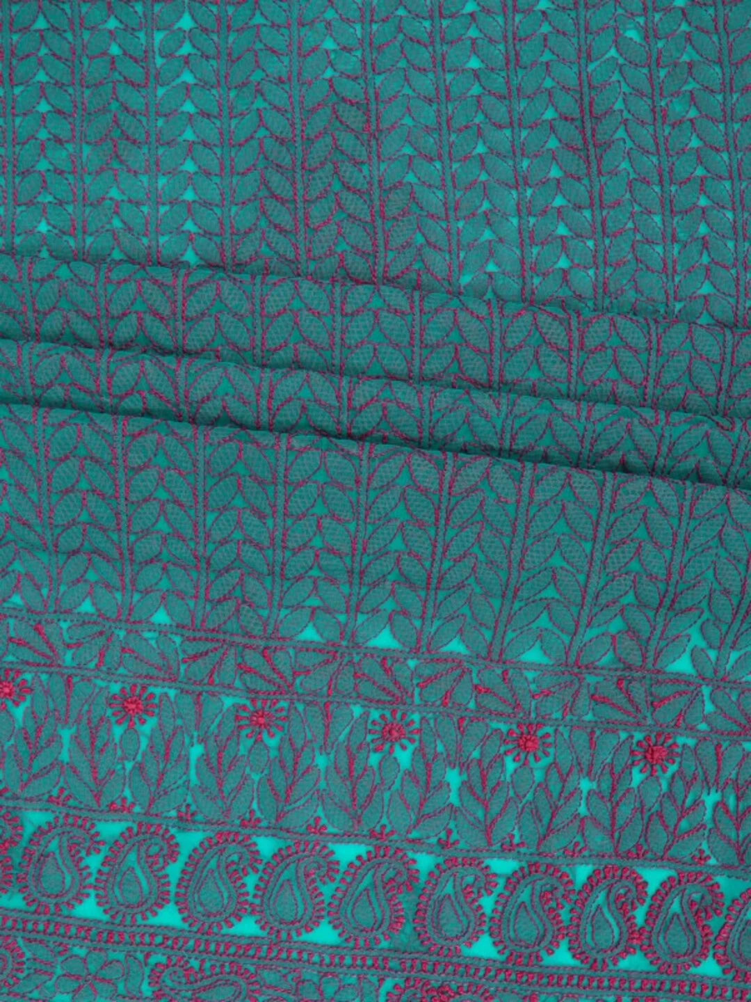 Ada Hand Embroidered Sea Green Georgette Lucknowi Chikankari Unstitched Kurta Piece 01A149194