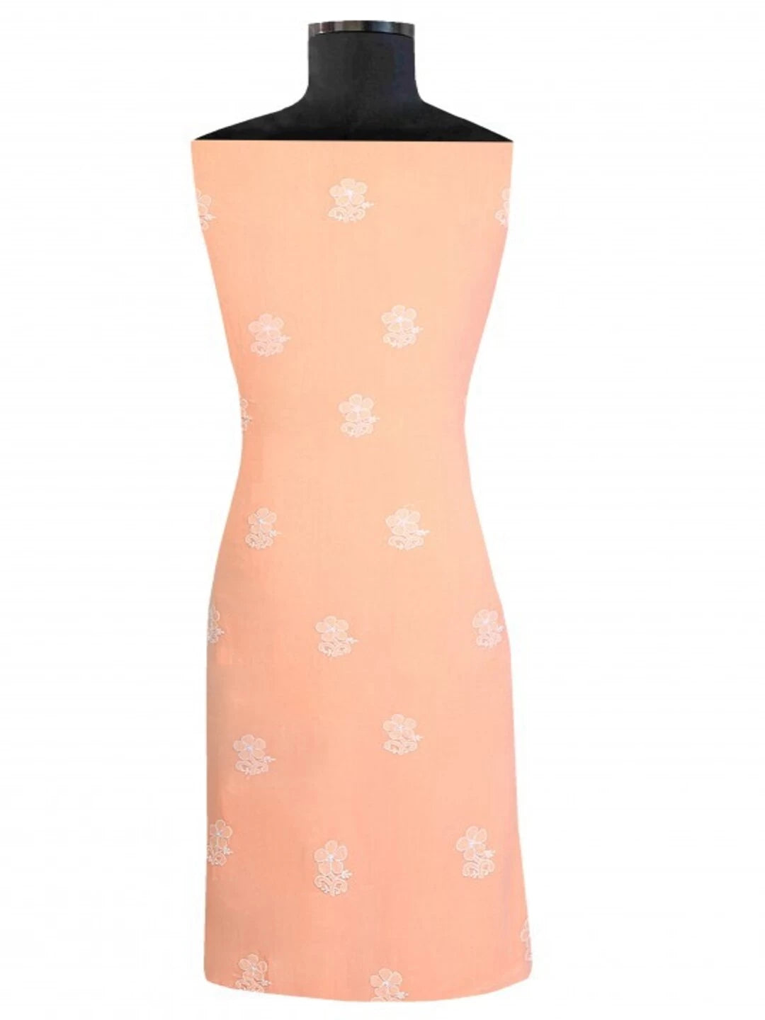 Ada Hand Embroidered Peach Pure Georgette Lucknowi Chikankari Unstitched Kurta Piece A585809