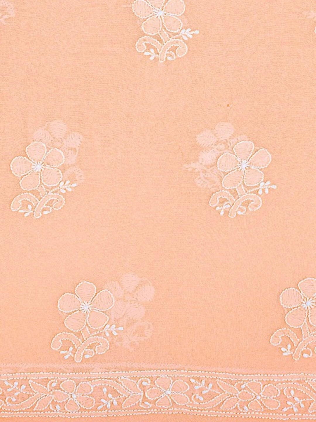 Ada Hand Embroidered Peach Pure Georgette Lucknowi Chikankari Unstitched Kurta Piece A585809