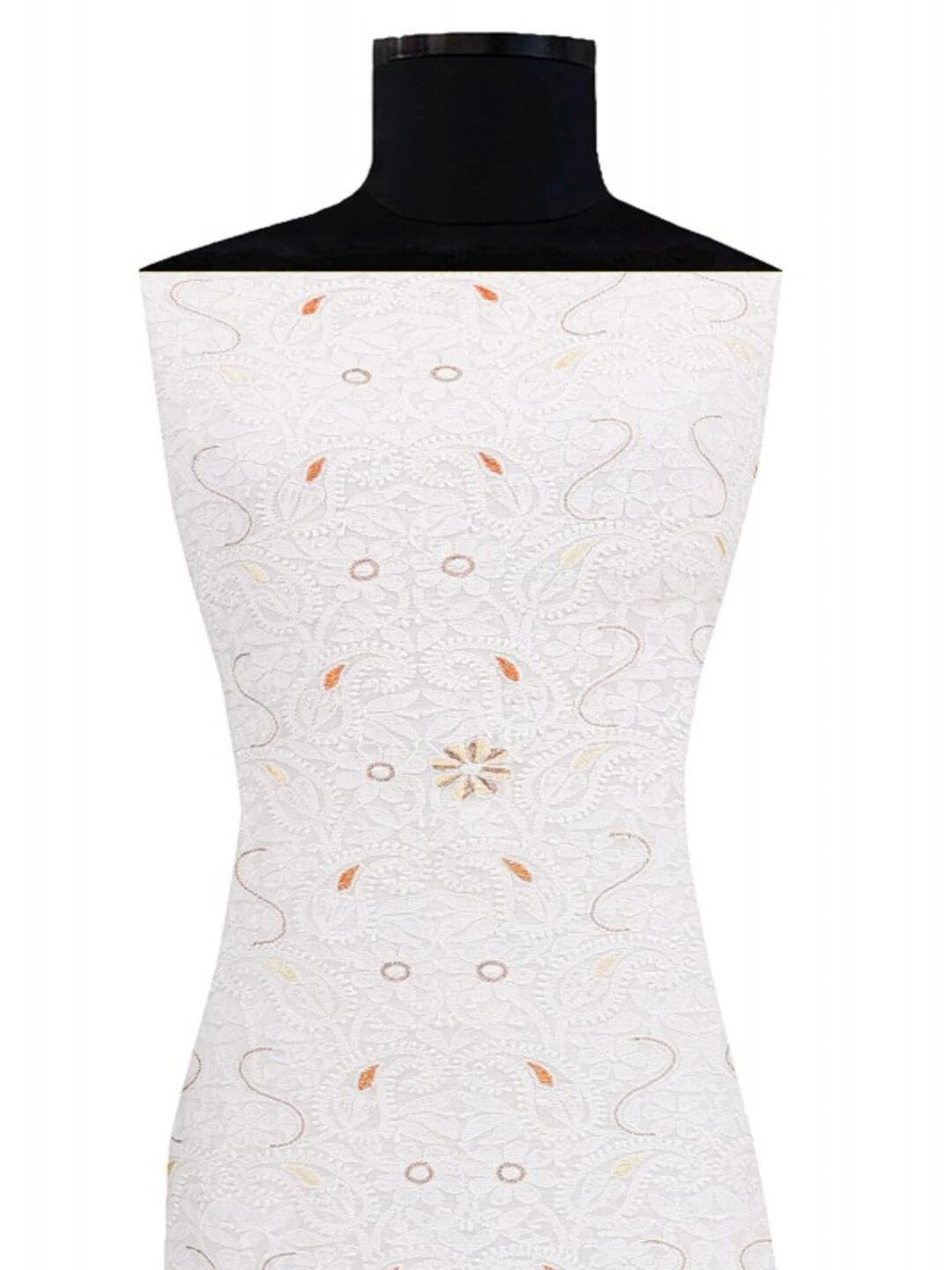 Ada Hand Embroidered White Georgette Lucknowi Chikankari Unstitched Kurta Piece With Pearl Work A495843
