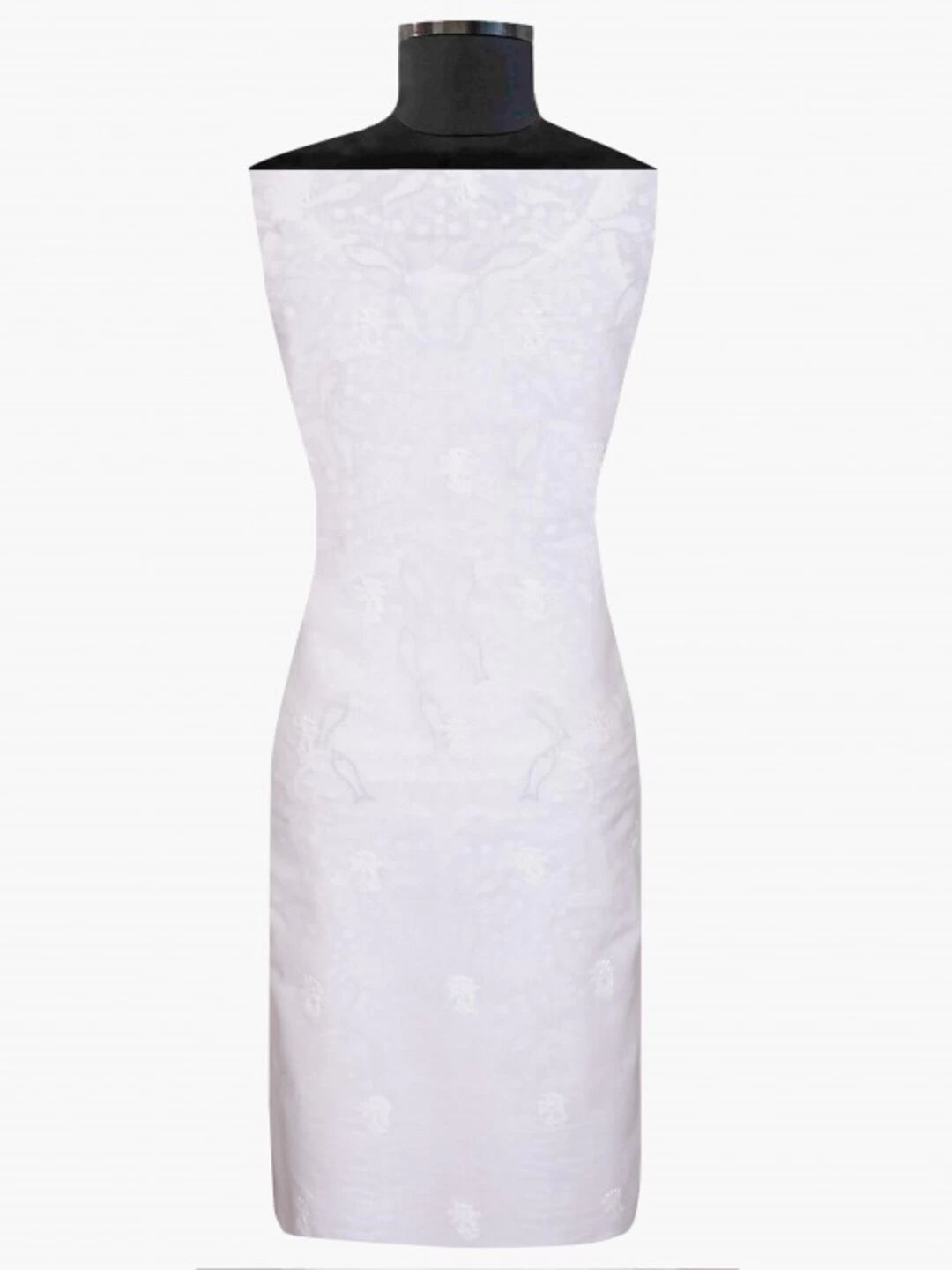 Ada Hand Embroidered White Cotton Chikankari Unstitched Kurta Piece A21127