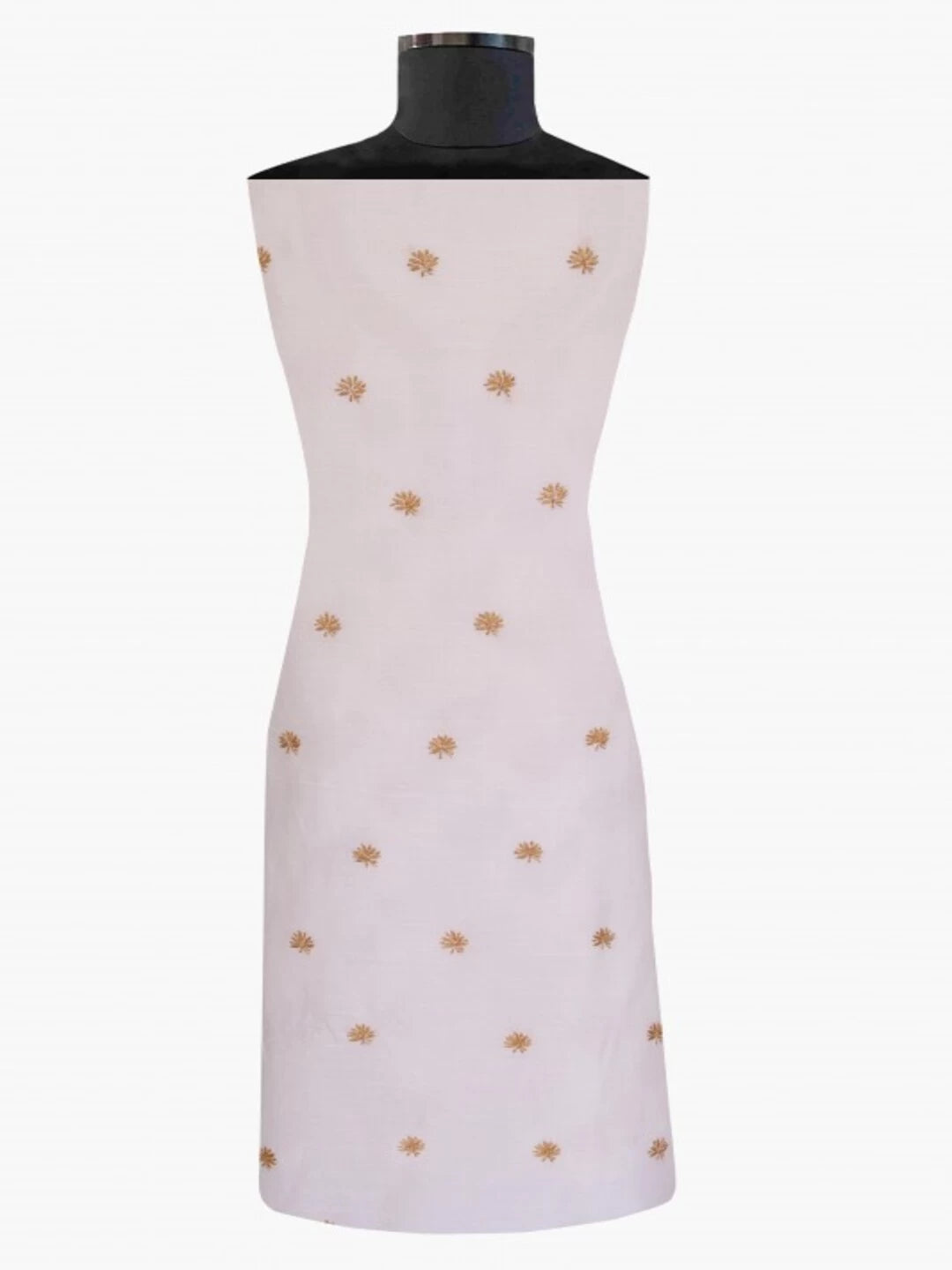 Ada Hand Embroidered White Chanderi Lucknowi Chikankari Unstitched Kurta Piece A37939
