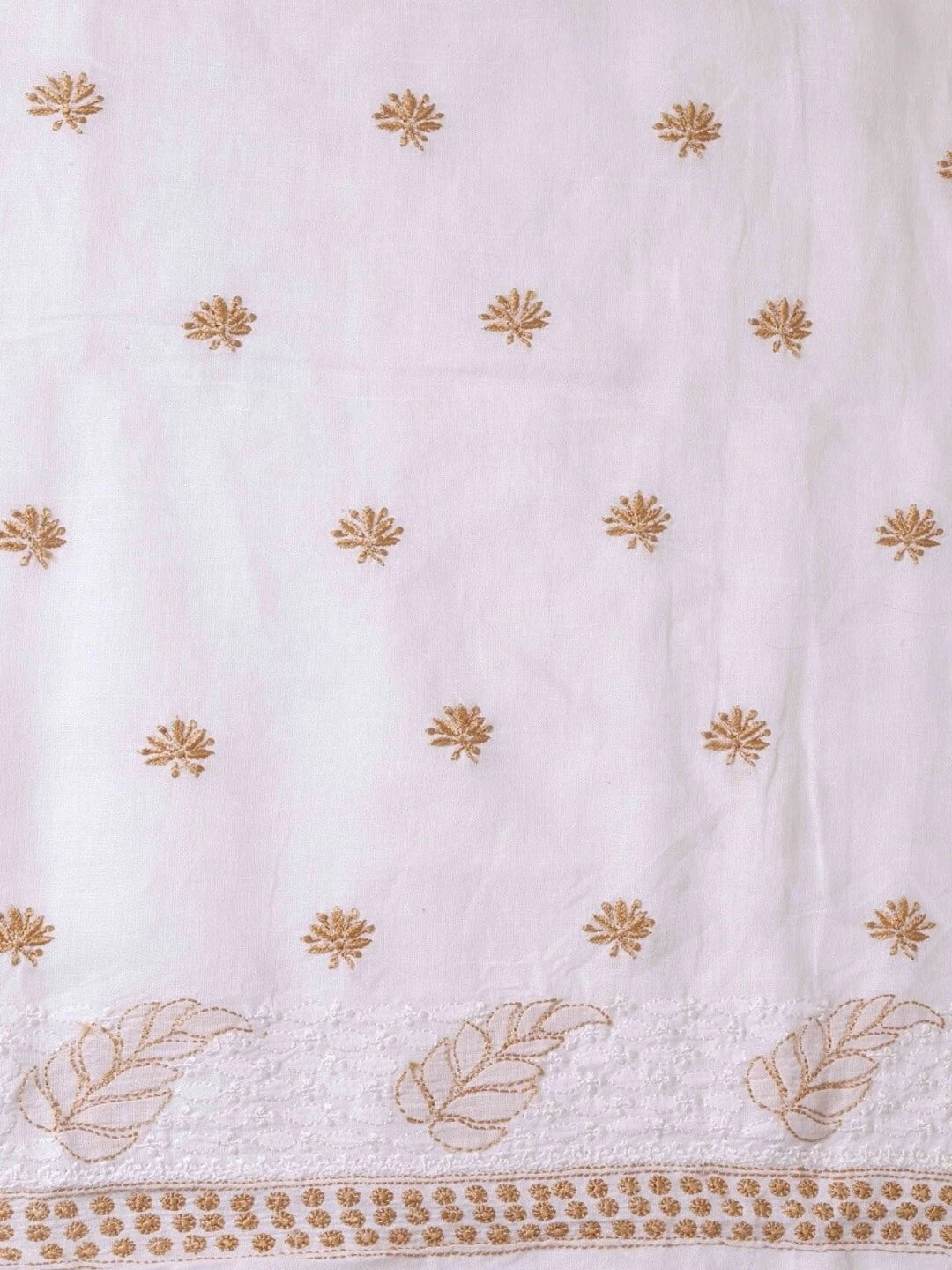 Ada Hand Embroidered White Chanderi Lucknowi Chikankari Unstitched Kurta Piece A37939