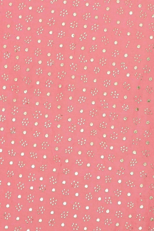 Ada Hand Embroidered Pink Chanderi Lucknowi Chikankari Unstitched Kurta Piece With Muqaish Work A401723
