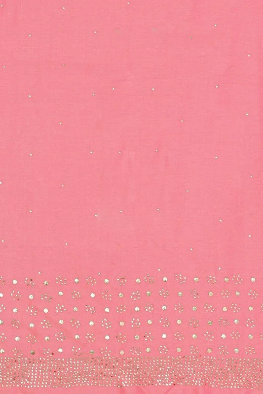 Ada Hand Embroidered Pink Chanderi Lucknowi Chikankari Unstitched Kurta Piece With Muqaish Work A401723