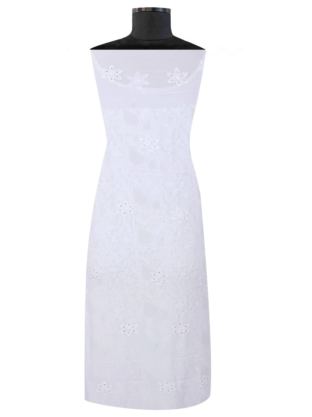 Ada Hand Embroidered White Georgette Lucknowi Chikankari Unstitched Kurta Piece With Muqaish Work 01A154148