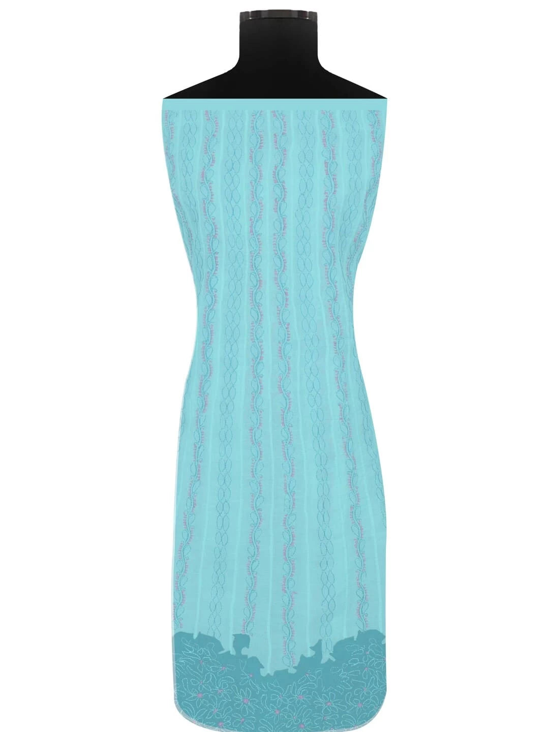 Ada Hand Embroidered Blue Cotton lucknowi Chikankari Unstitched Kurta Piece 01A123948