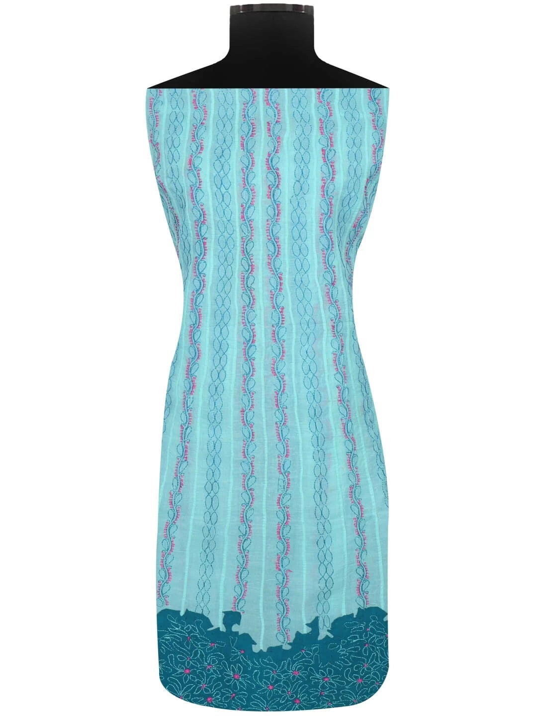 Ada Hand Embroidered Blue Cotton lucknowi Chikankari Unstitched Kurta Piece 01A123948