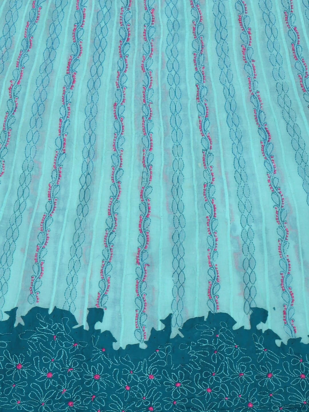 Ada Hand Embroidered Blue Cotton lucknowi Chikankari Unstitched Kurta Piece 01A123948