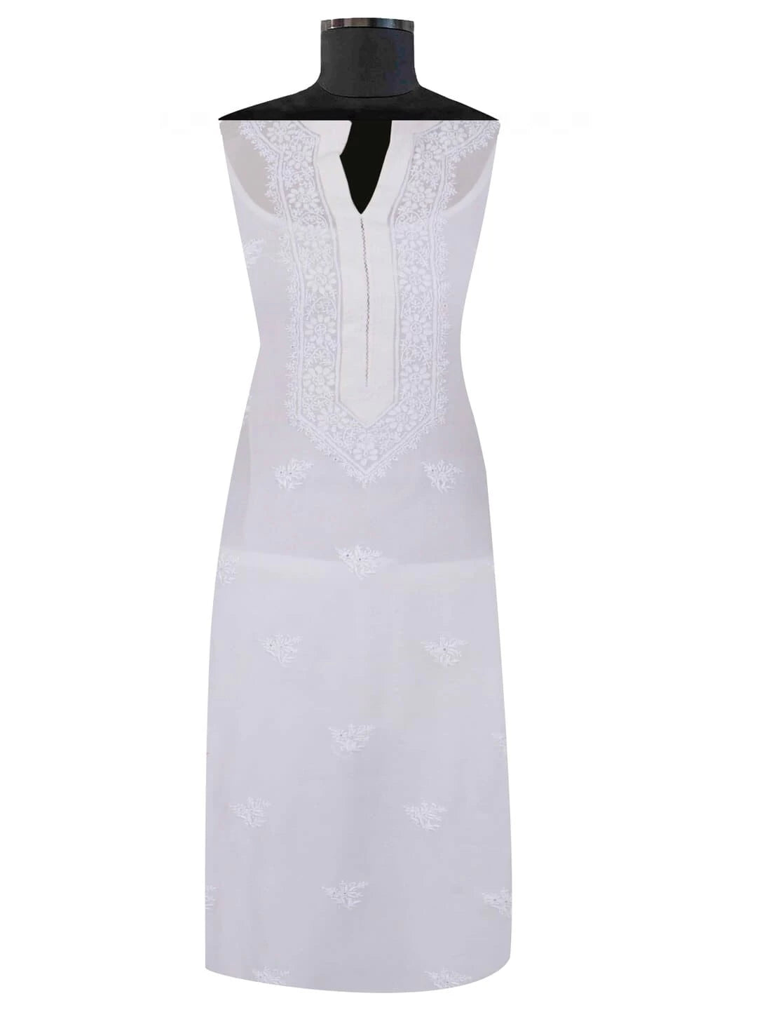 Ada Hand Embroidered White Pure Georgette Lucknowi Chikankari Semi-Stitched Kurta Piece A484763