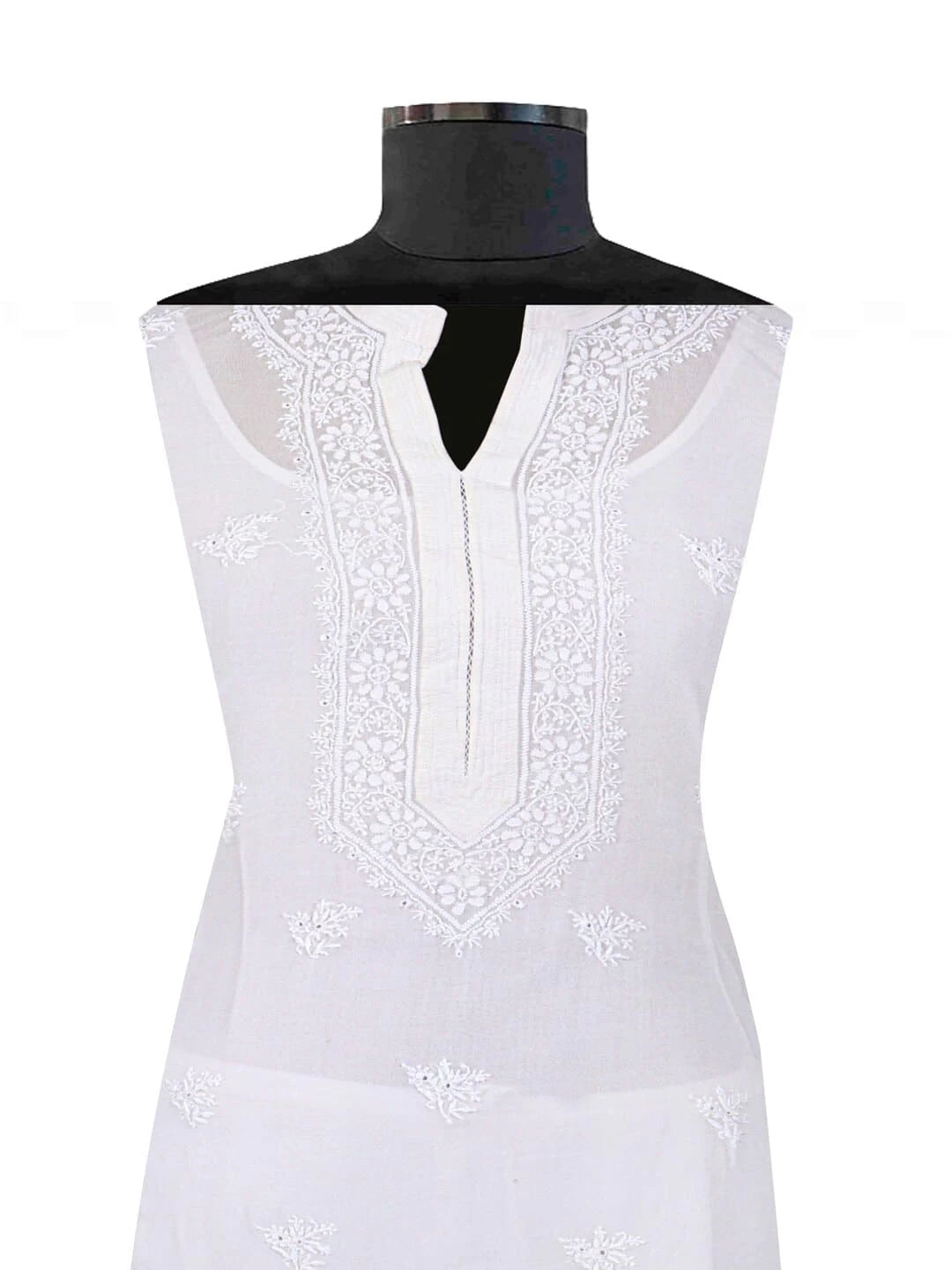 Ada Hand Embroidered White Pure Georgette Lucknowi Chikankari Semi-Stitched Kurta Piece A484763