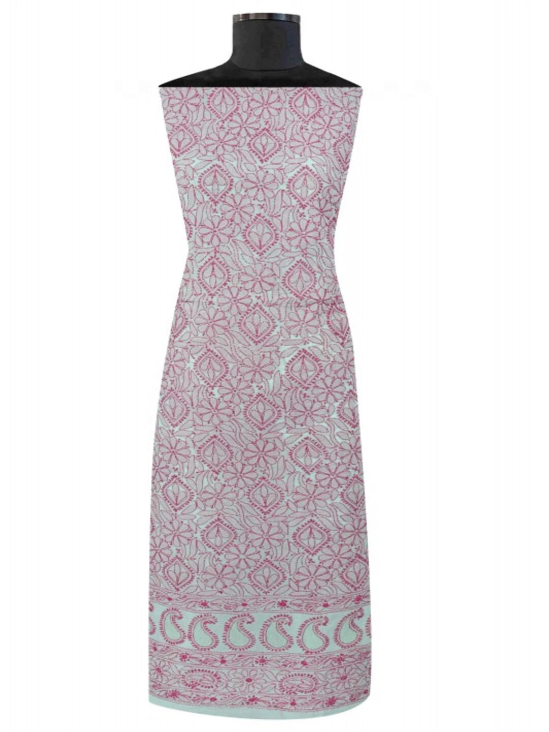 Ada Hand Embroidered Sea Green Cotton Lucknowi Chikankari Unstitched Kurta Piece 01A164316