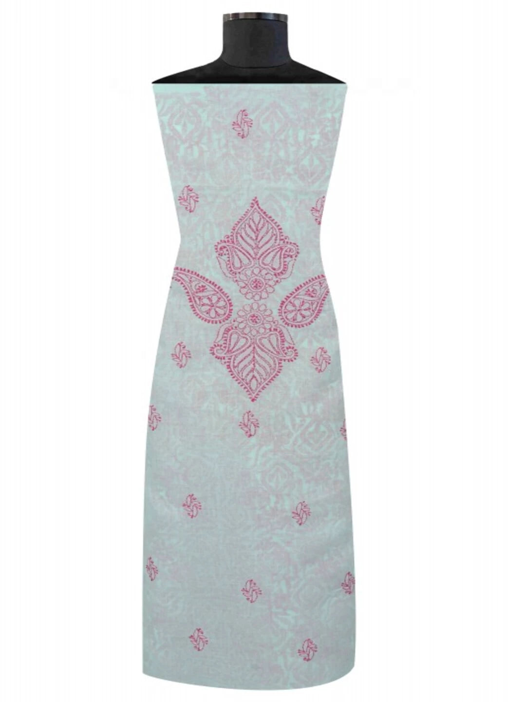 Ada Hand Embroidered Sea Green Cotton Lucknowi Chikankari Unstitched Kurta Piece 01A164316
