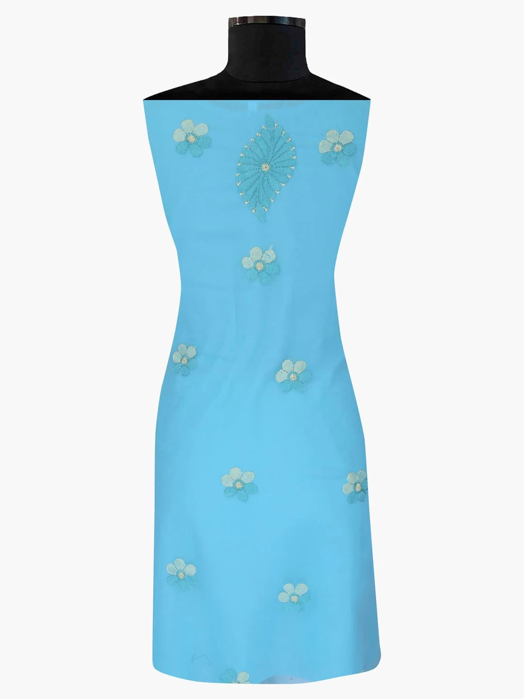 Ada Hand Embroidered Blue Georgette Lucknowi Chikankari Unstitched Kurta Piece 01A109658