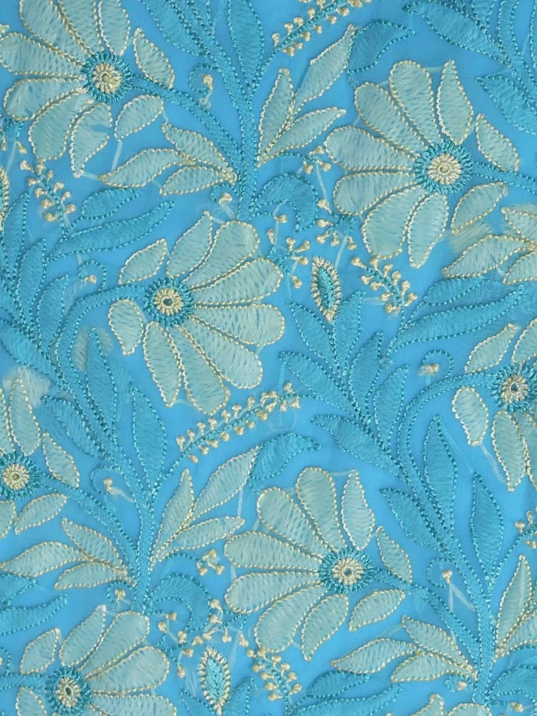 Ada Hand Embroidered Blue Georgette Lucknowi Chikankari Unstitched Kurta Piece 01A109658