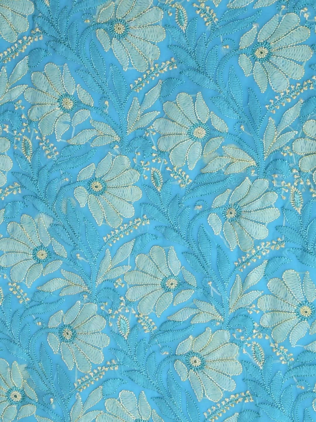 Ada Hand Embroidered Blue Georgette Lucknowi Chikankari Unstitched Kurta Piece 01A109658