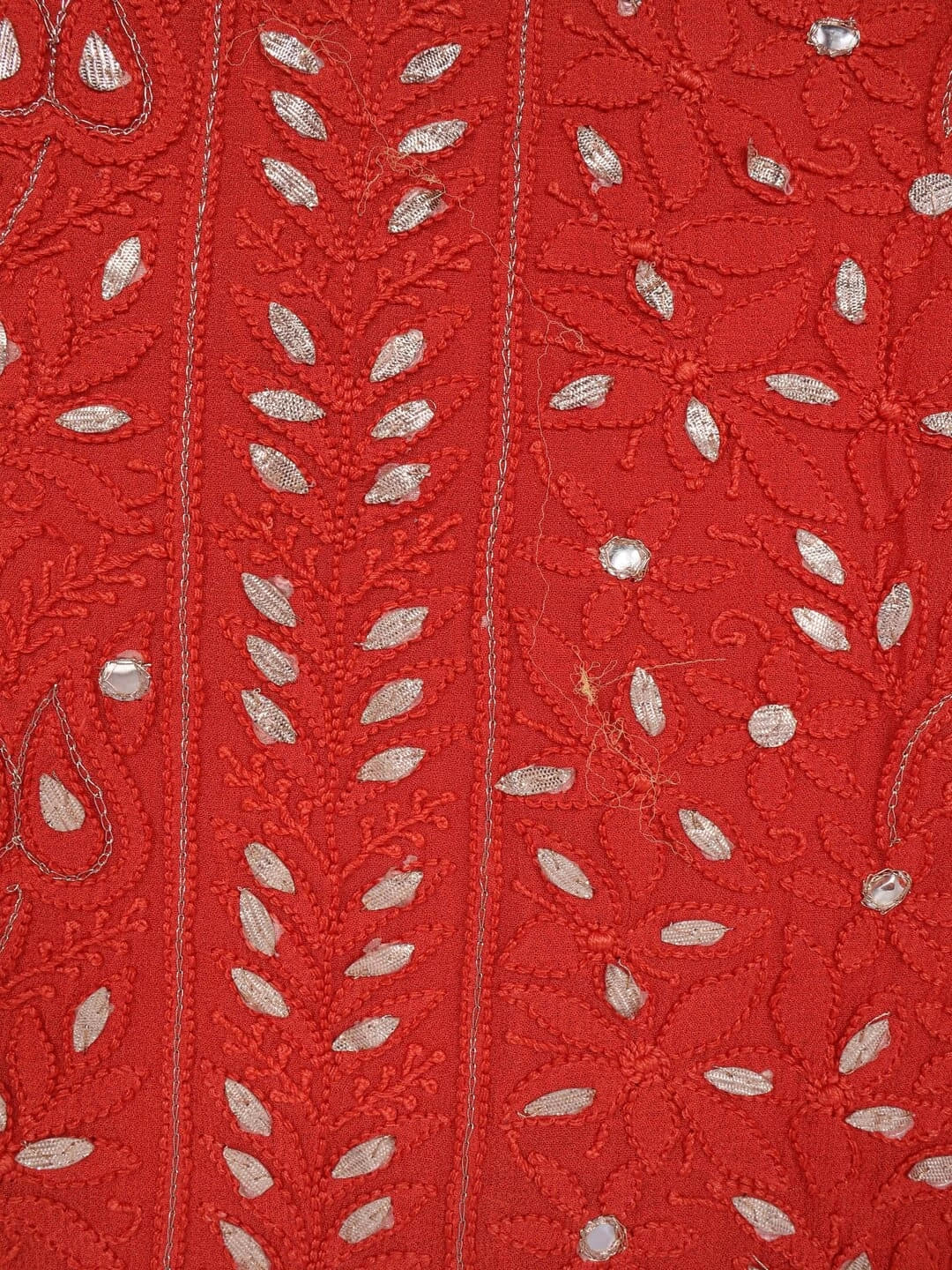 Ada Hand Embroidered Rust Georgette Lucknowi Chikankari Unstitched Kurta Piece With Gota Patti Work A619729