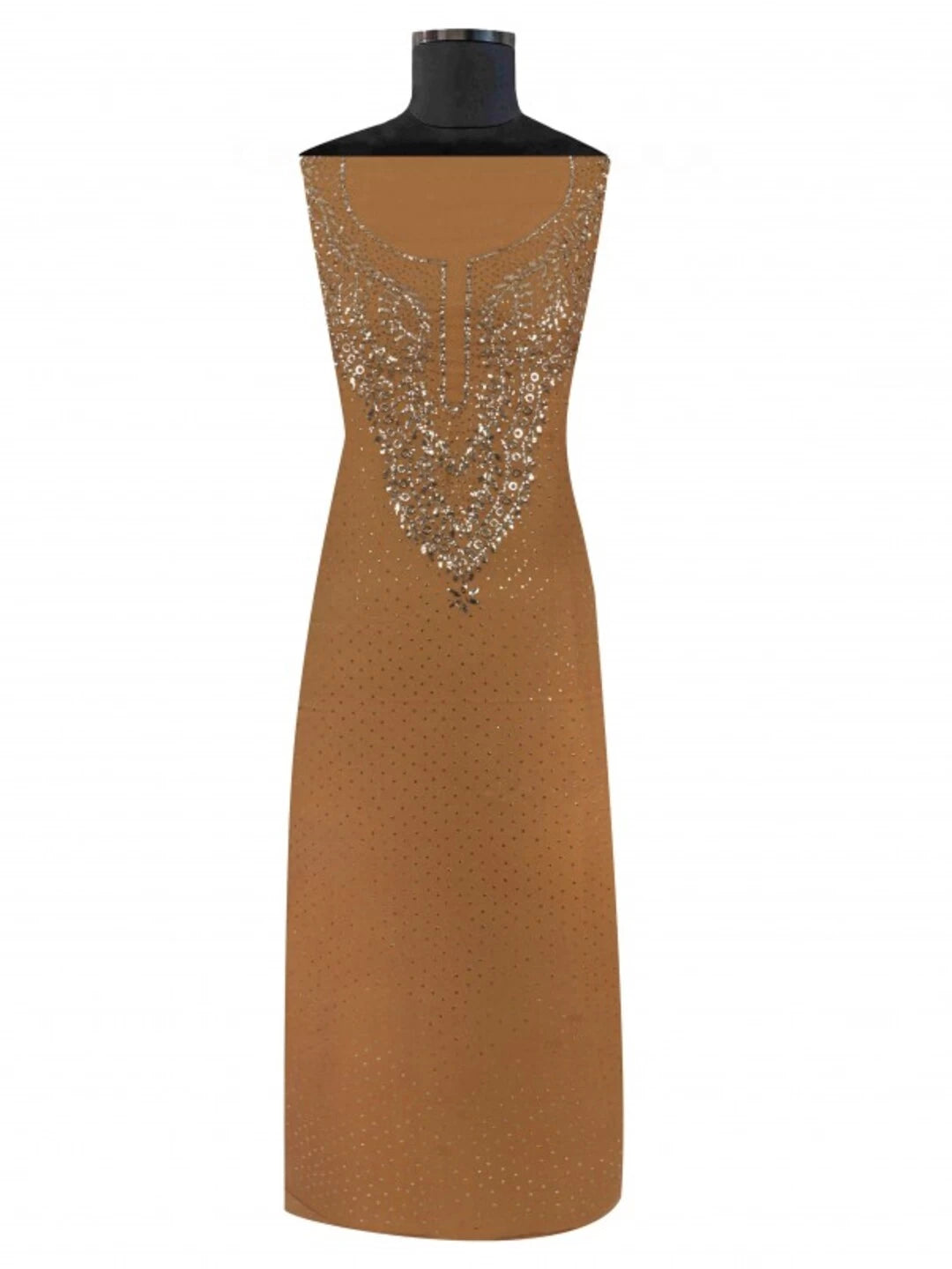 Ada Hand Embroidered Copper Brown Pure Georgette Lucknowi Chikankari Unstitched Kurta Piece With Muqaish Work A164141