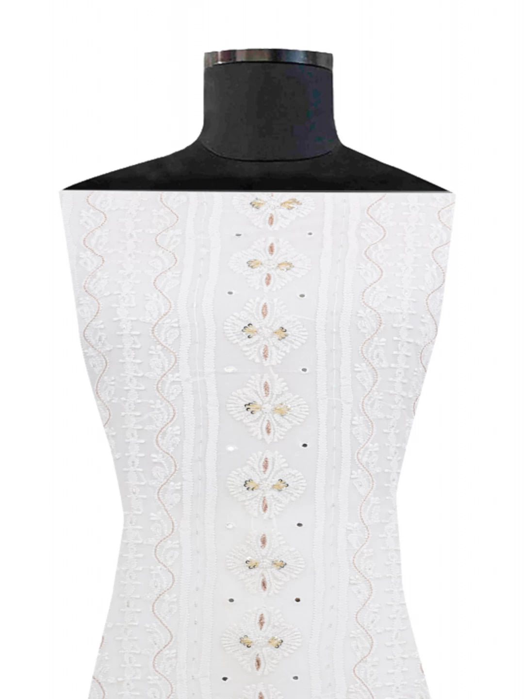 Ada Hand Embroidered White Georgette Lucknowi Chikankari Unstitched Kurta Piece with Sequinned Work A406618