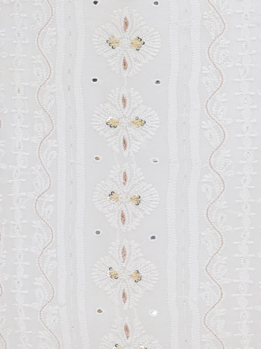 Ada Hand Embroidered White Georgette Lucknowi Chikankari Unstitched Kurta Piece with Sequinned Work A406618
