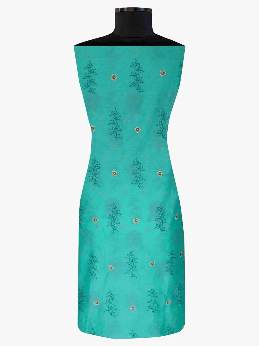 Ada Hand Embroidered Green Chanderi Lucknowi Chikankari Unstitched Kurta Piece 01A89590