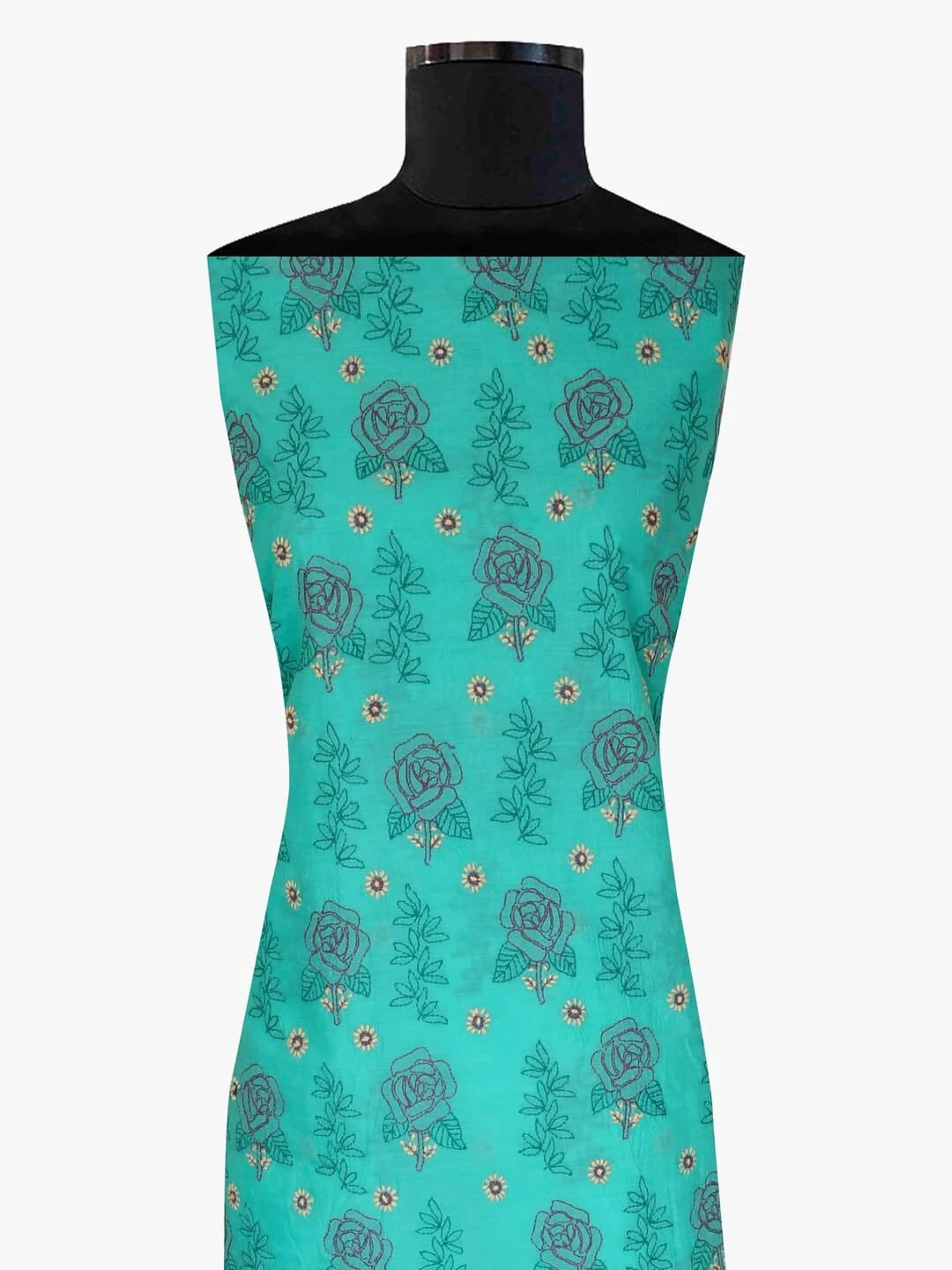 Ada Hand Embroidered Green Chanderi Lucknowi Chikankari Unstitched Kurta Piece 01A89590