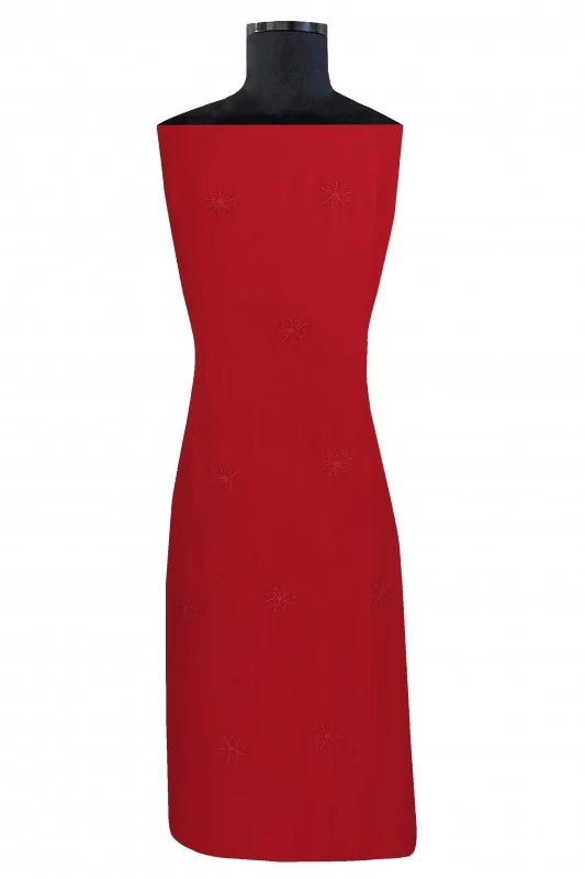Ada Hand Embroidered Red Georgette Lucknowi Chikankari Unstitched Kurta Piece With Sequinned Work A555292