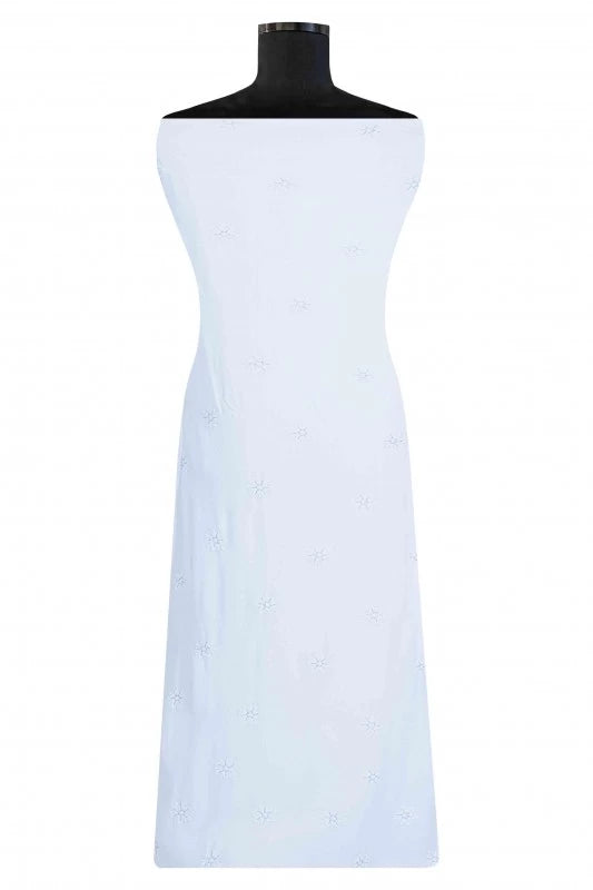 Ada Hand Embroidered White Georgette Lucknowi Chikankari Unstitched Kurta Piece With Gota Patti Work A595713