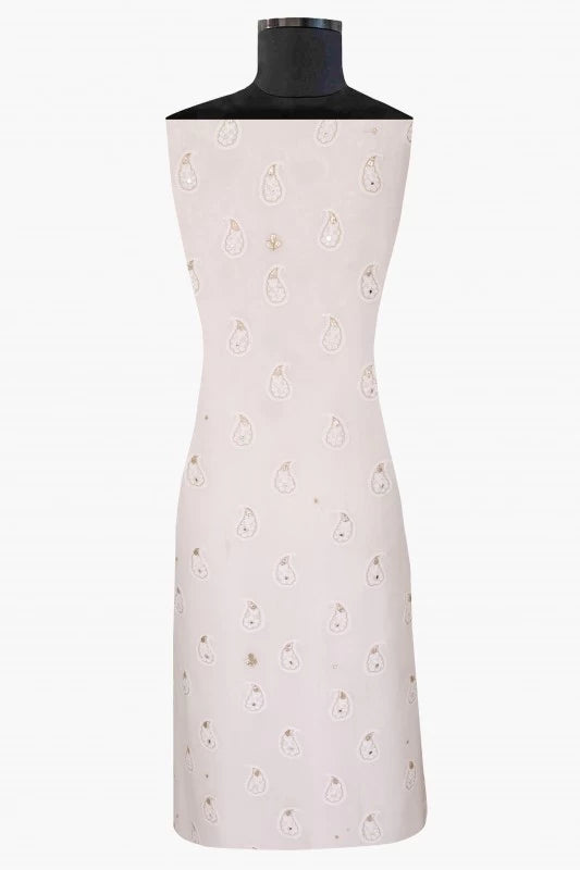Ada Hand Embroidered White Georgette Lucknowi Chikankari Unstitched Kurta Piece With Gota Patti Work A394928