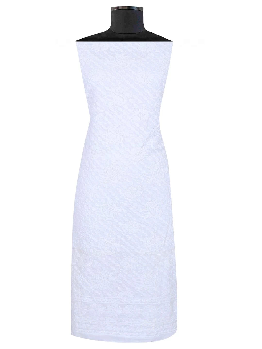 Ada Hand Embroidered White Cotton Lucknowi Chikankari Unstitched Kurta Piece A617129