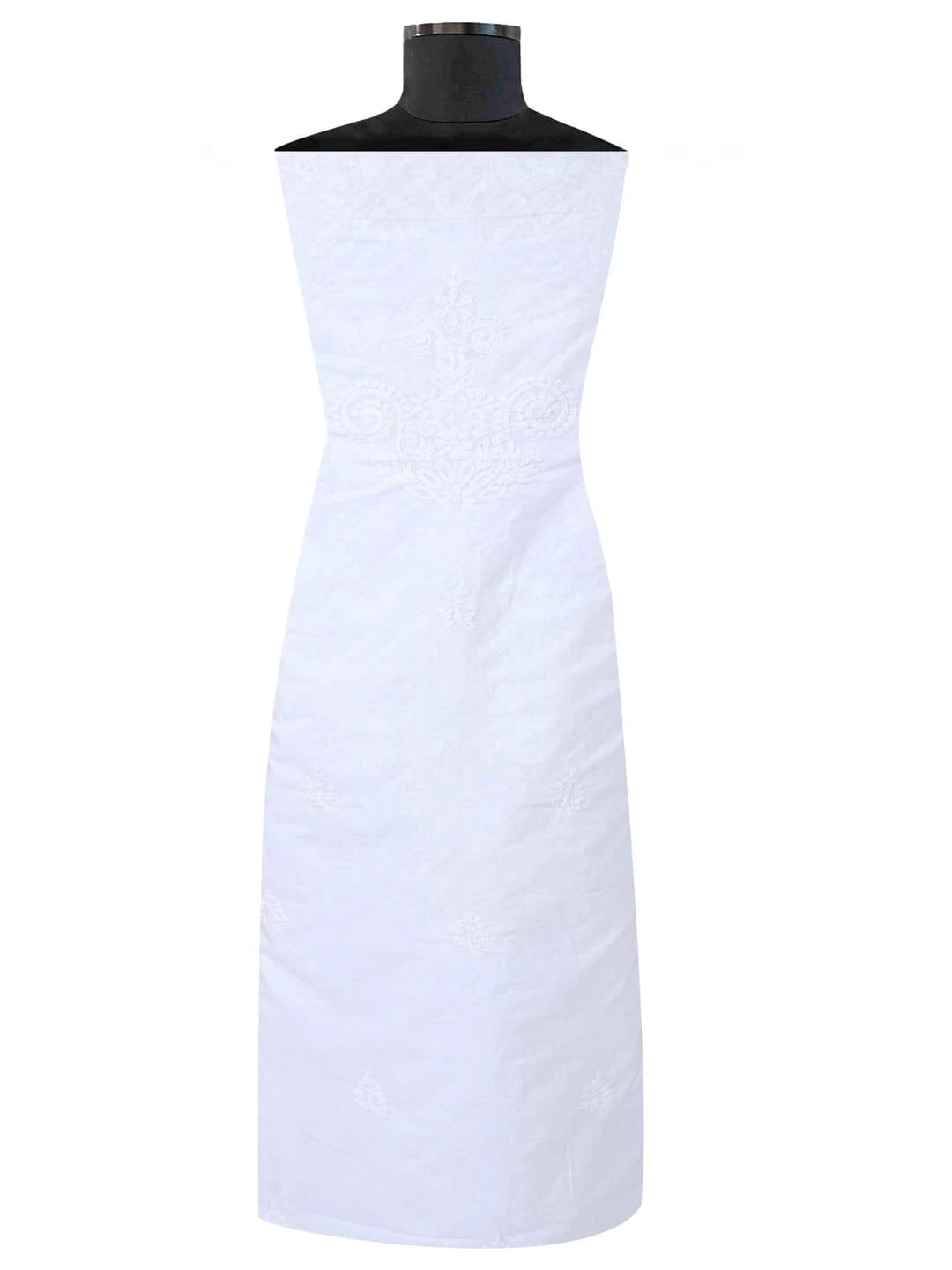 Ada Hand Embroidered White Cotton Lucknowi Chikankari Unstitched Kurta Piece A617129
