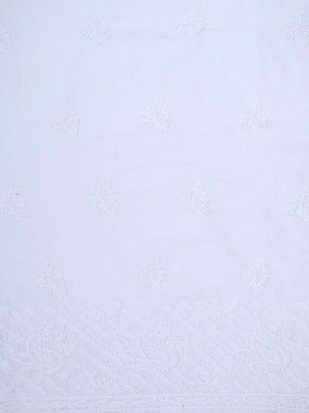Ada Hand Embroidered White Cotton Lucknowi Chikankari Unstitched Kurta Piece A617129