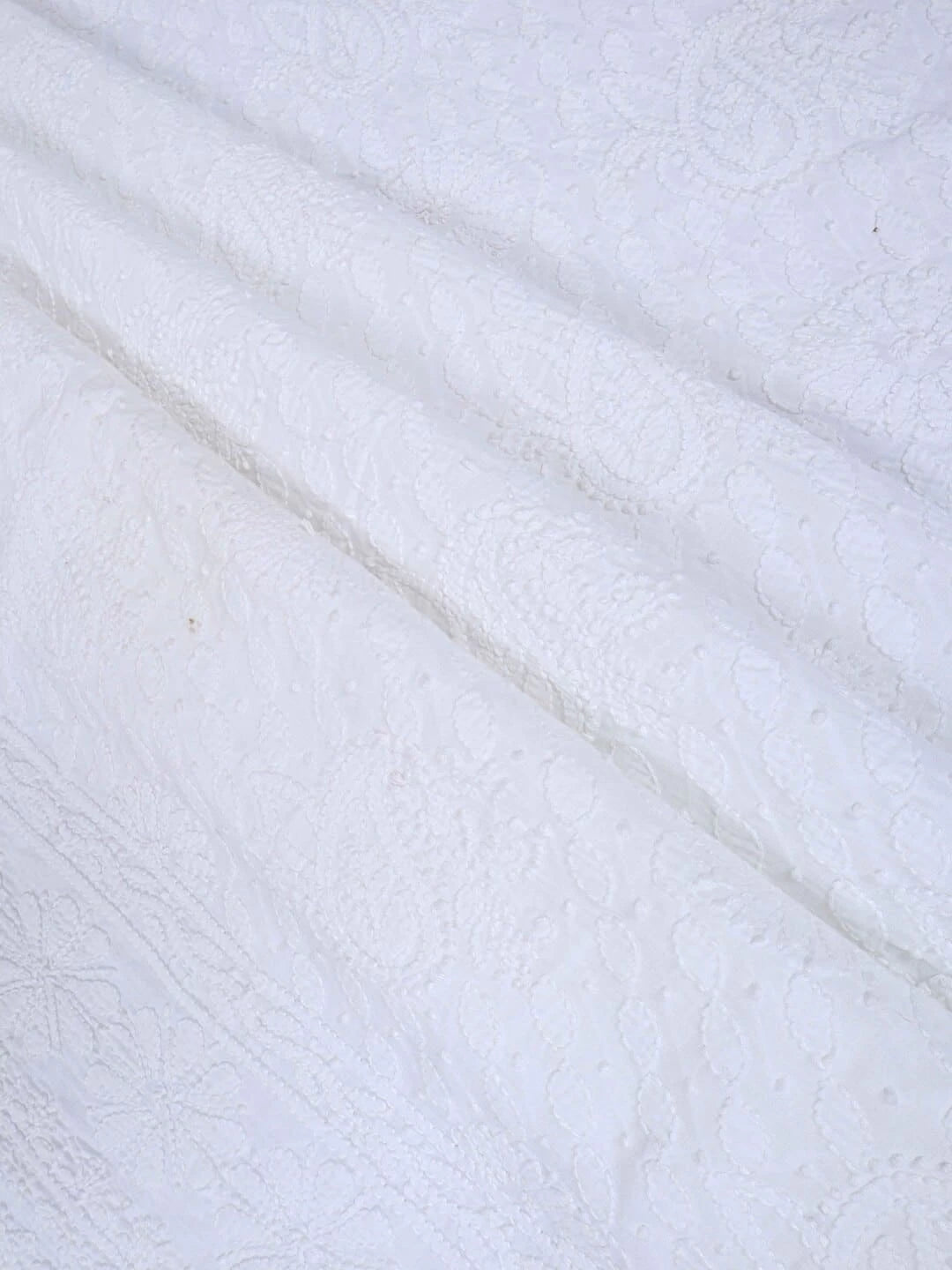 Ada Hand Embroidered White Cotton Lucknowi Chikankari Unstitched Kurta Piece A617129