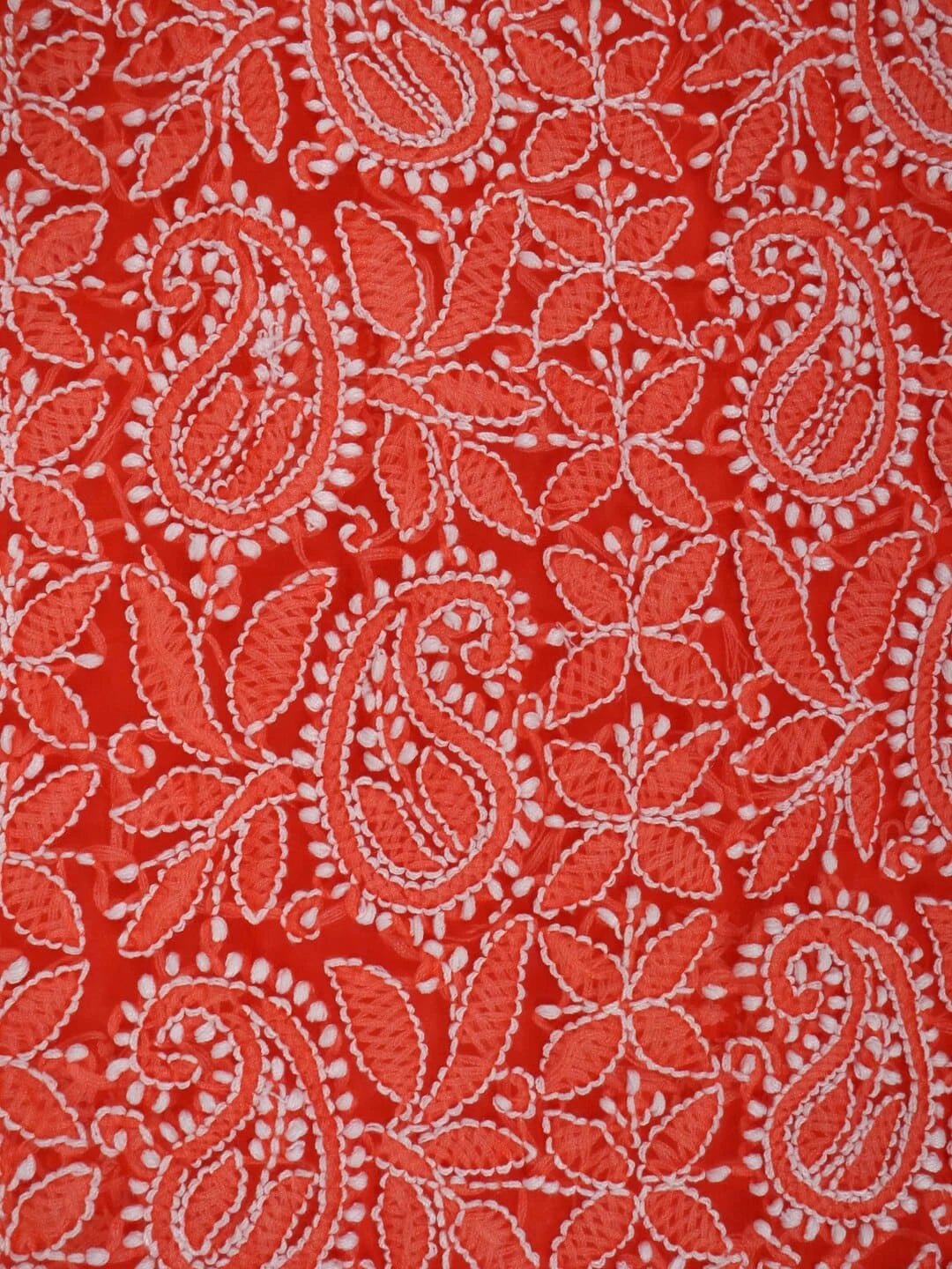Ada Hand Embroidered Dark Orange Georgette Lucknowi Chikankari Unstitched Suit Piece 01A220588