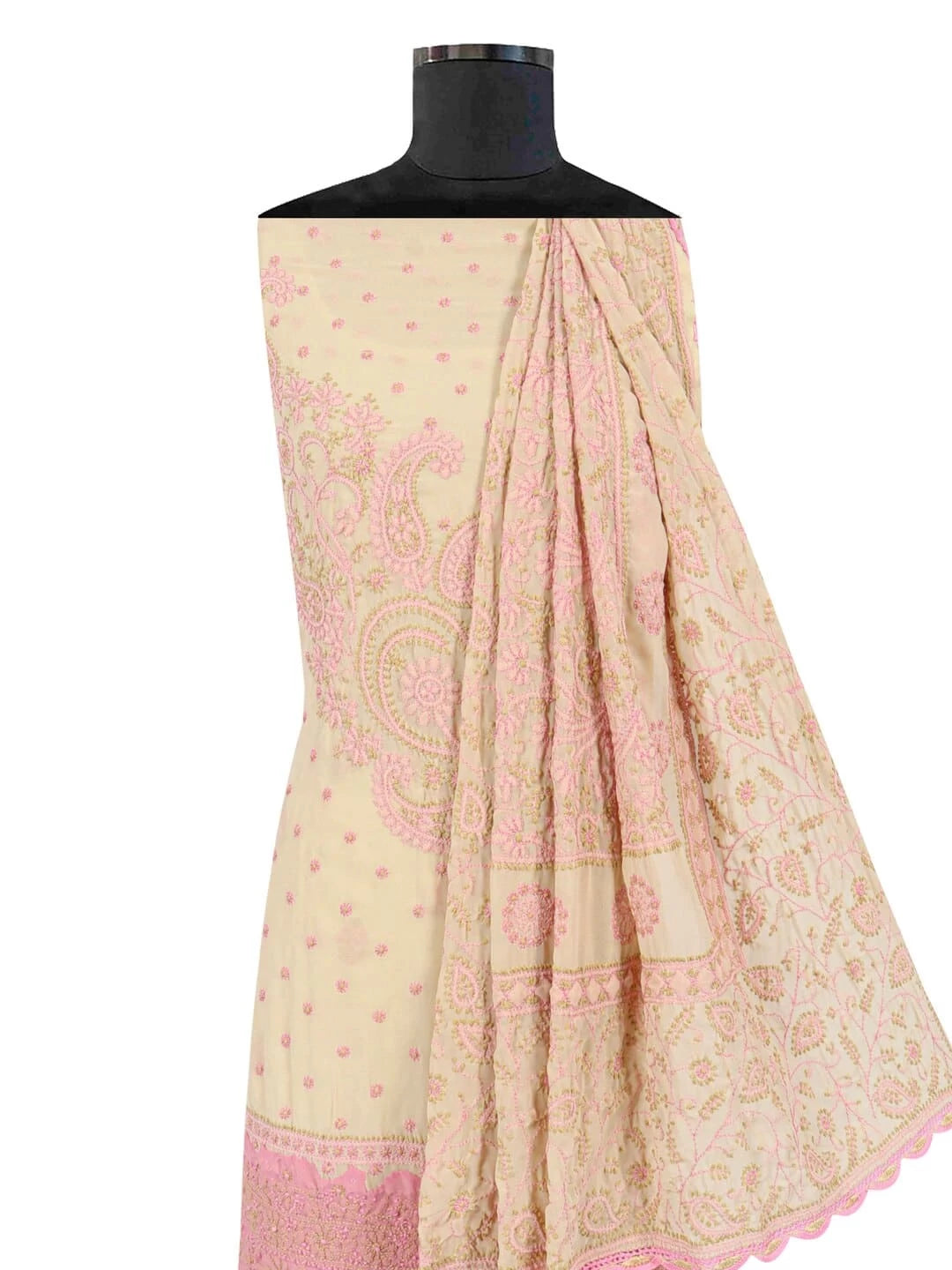 Ada Hand Embroidered Fawn Georgette Lucknowi Chikankari Unstitched Suit Piece 01A124703