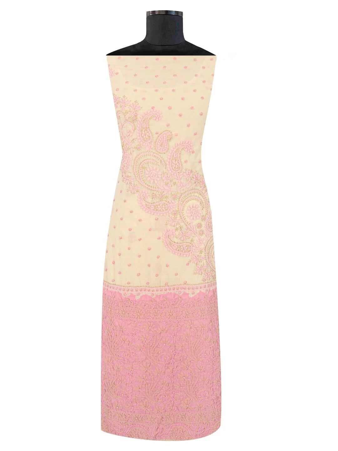 Ada Hand Embroidered Fawn Georgette Lucknowi Chikankari Unstitched Suit Piece 01A124703