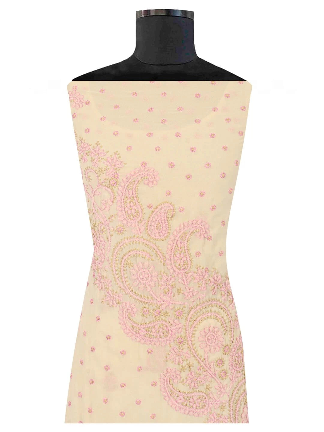 Ada Hand Embroidered Fawn Georgette Lucknowi Chikankari Unstitched Suit Piece 01A124703