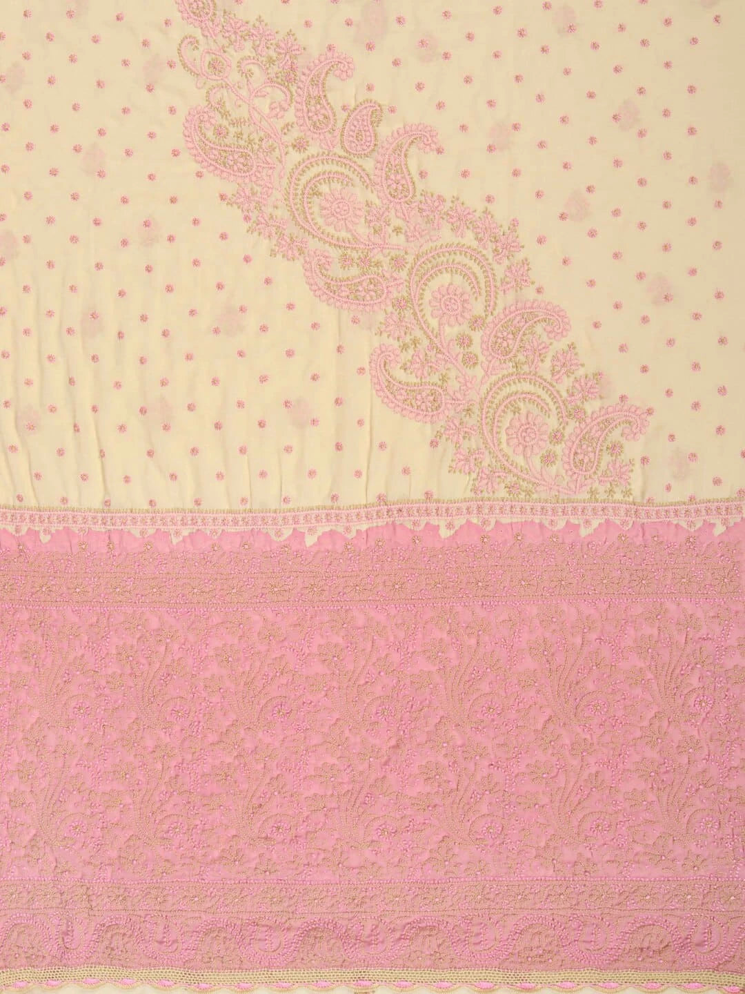 Ada Hand Embroidered Fawn Georgette Lucknowi Chikankari Unstitched Suit Piece 01A124703